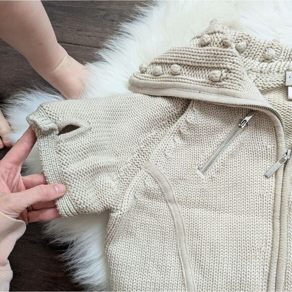 Karen Millen 100% Wool Soft Short Sleeve Full Zip Cardigan Size 2 cream white - Picture 3 of 5